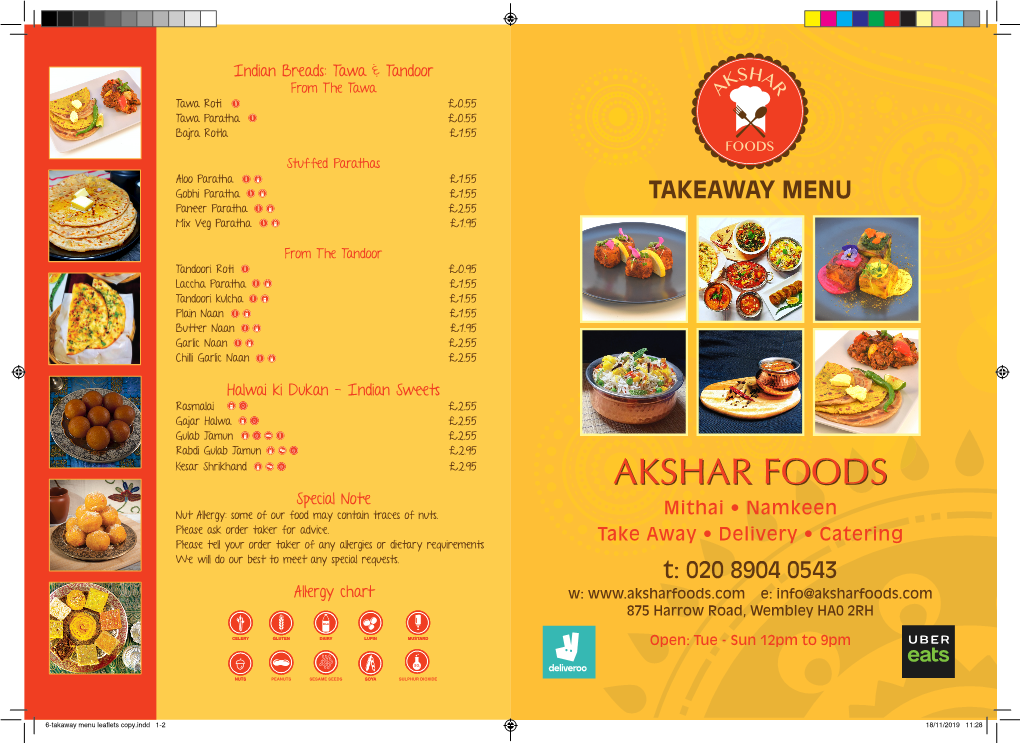 TAKEAWAY MENU Paneer Paratha £2.55 Mix Veg Paratha £1.95