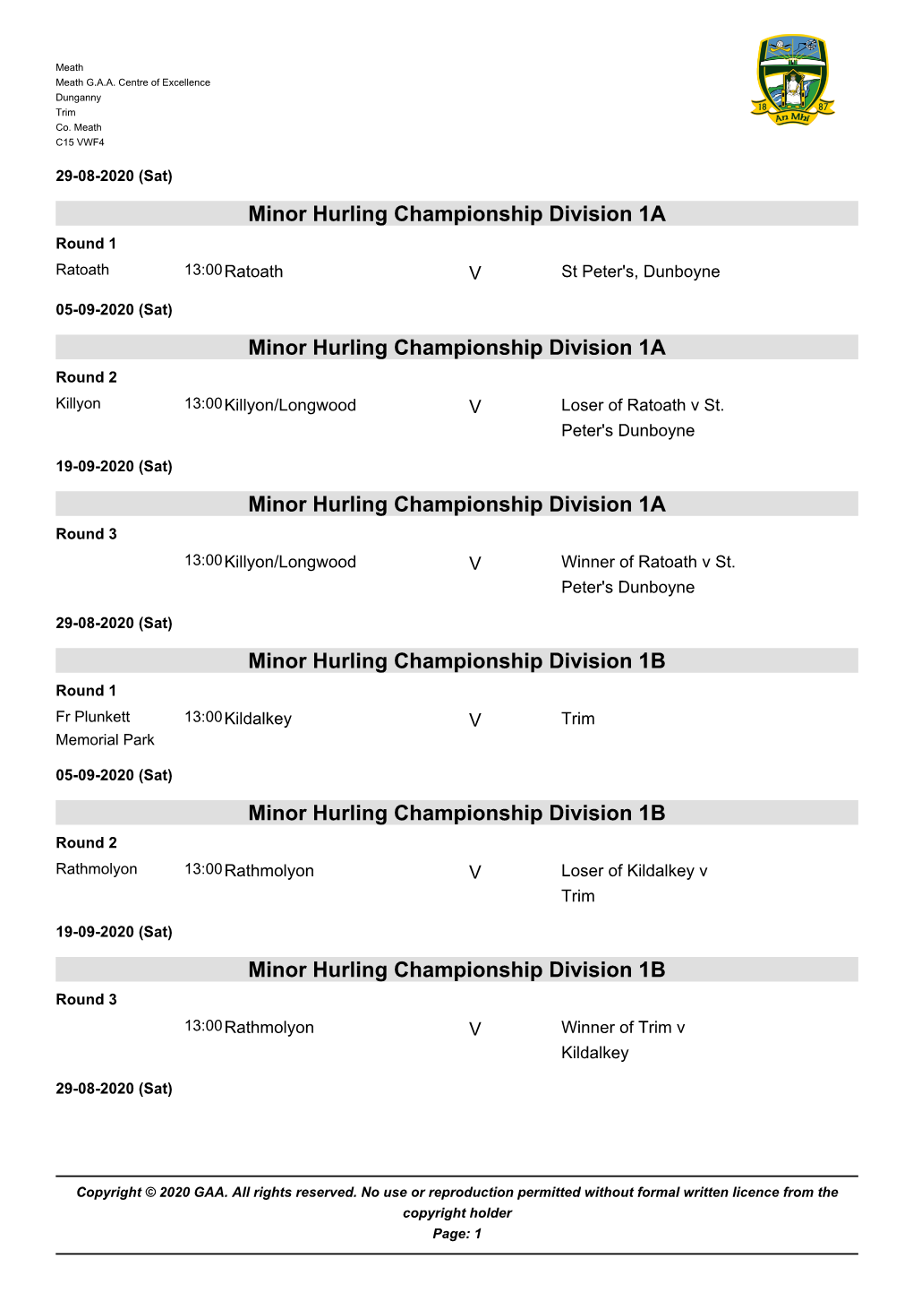 GAA Competition Report