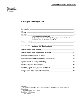 Catalogue of Fungus Fair