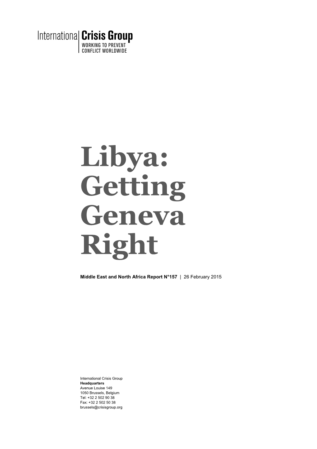 Libya: Getting Geneva Right