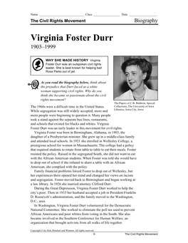 Virginia Foster Durr 1903–1999