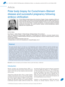 Article Polar Body Biopsy for Curschmann–Steinert Disease And