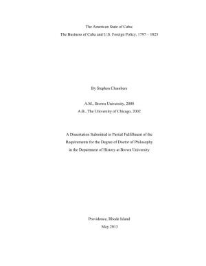 The American State of Cuba: the Business of Cuba and U.S. Foreign Policy, 1797 – 1825