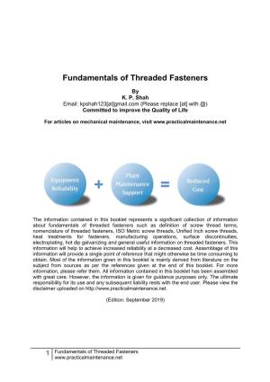 Fundamentals of Threaded Fasteners