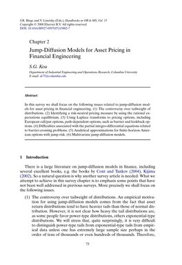 Jump-Diffusion Models for Asset Pricing in Financial Engineering