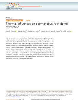 Thermal Influences on Spontaneous Rock Dome Exfoliation