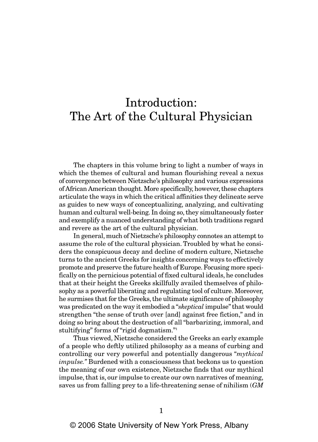 Introduction: the Art of the Cultural Physician