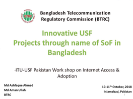 ITU-USF Pakistan Work Shop on Internet Access & Adoption