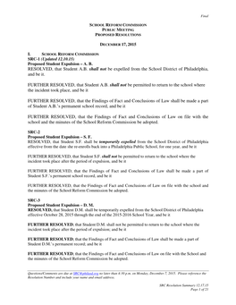 Resolution Summary 12.17.15 Page 1 of 21 Final