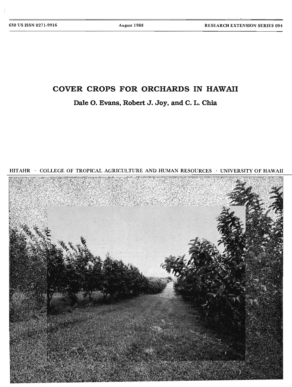 COVER CROPS for ORCHARDS in HAWAII Dale O