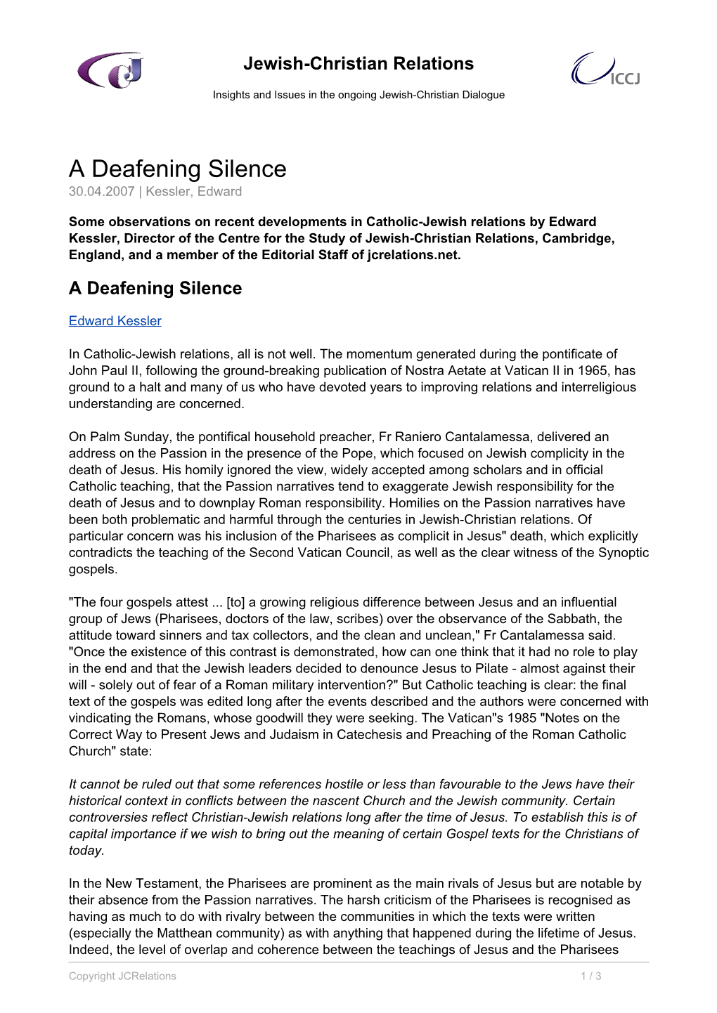 A Deafening Silence 30.04.2007 | Kessler, Edward