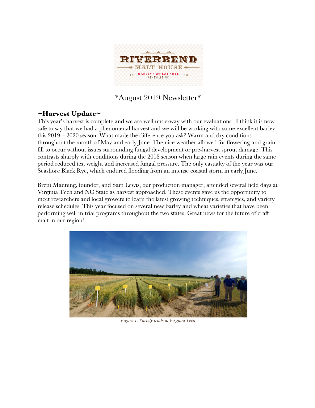 August 2019 Newsletter*