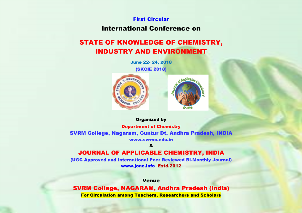 International Conference on STATE of KNOWLEDGE of CHEMISTRY
