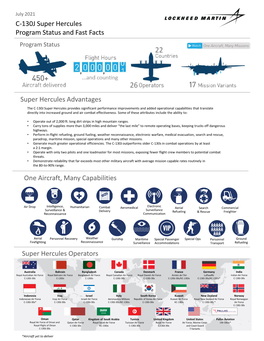 C-130J Super Hercules Program Status and Fast Facts Program Status
