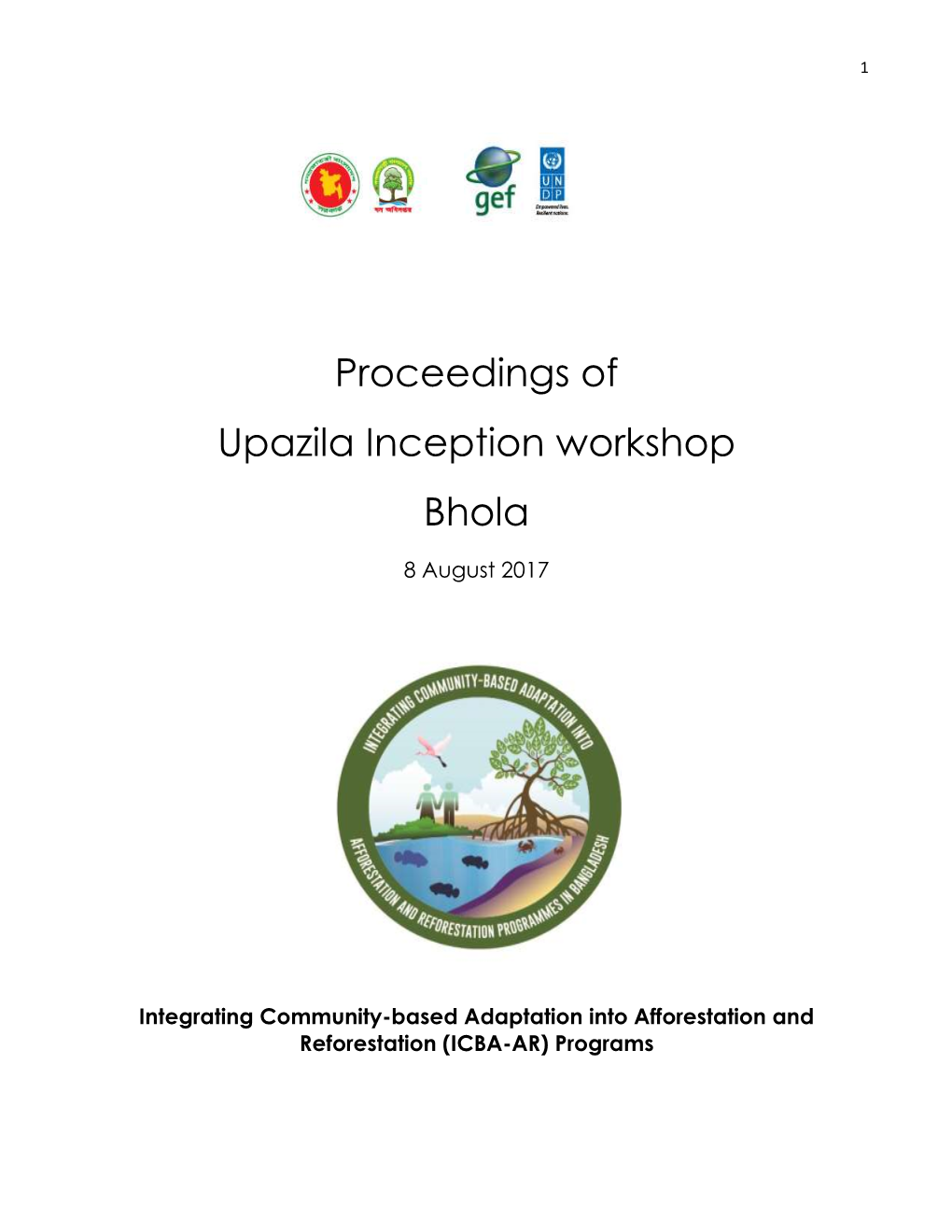 Proceedings of Upazila Inception Workshop Bhola