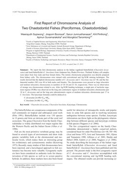 First Report of Chromosome Analysis of Two Chaetodontid Fishes (Perciformes, Chaetodontidae)