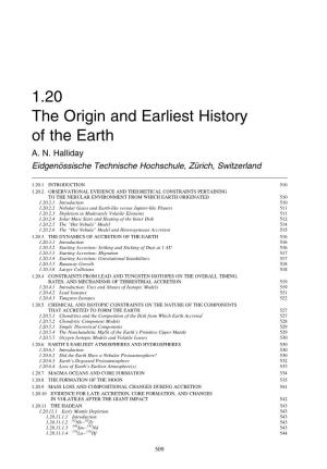 1.20 the Origin and Earliest History of the Earth A