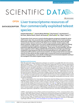 Liver Transcriptome Resources of Four Commercially Exploited Teleost Species