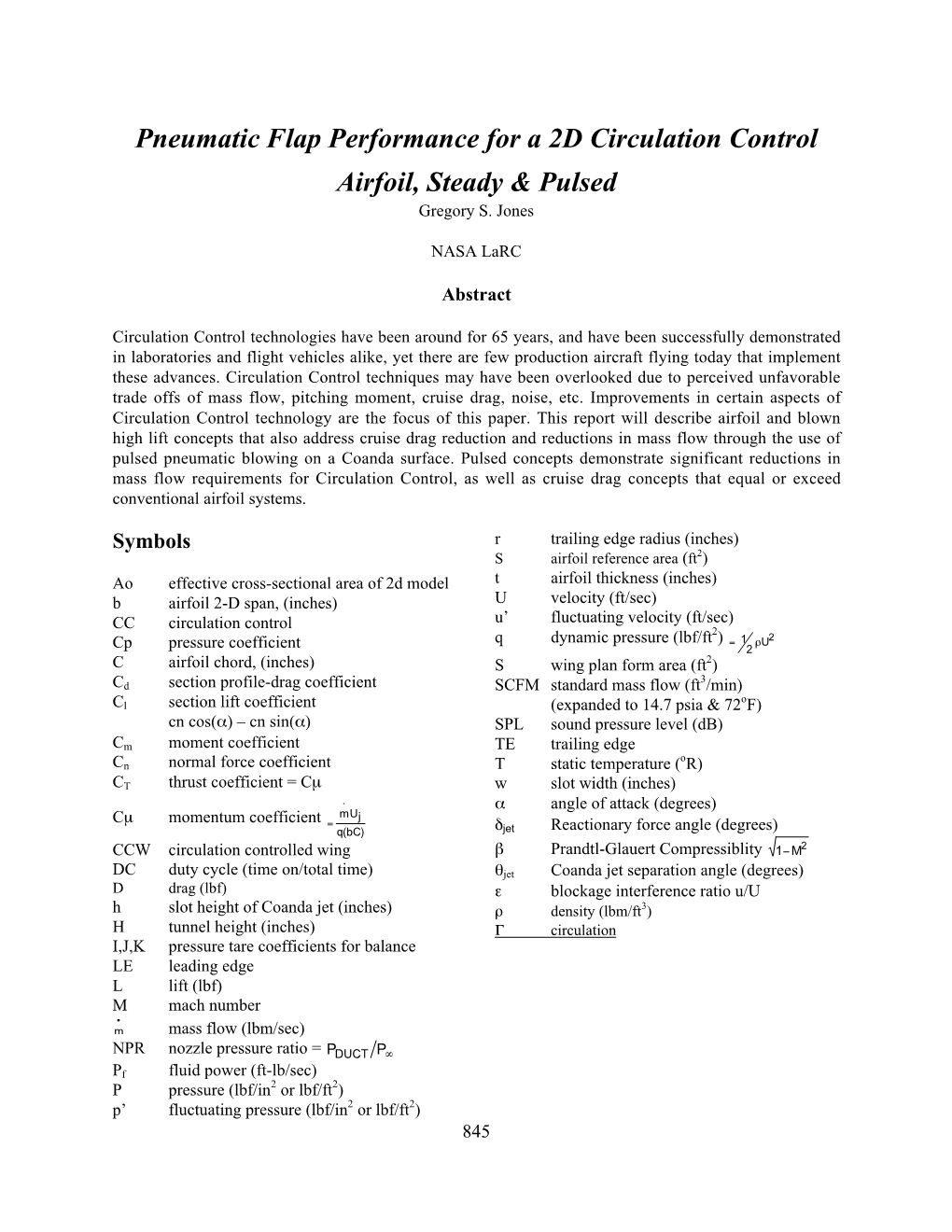 Pneumatic Flap Performance for a 2D Circulation Control Airfoil, Steady & Pulsed Gregory S