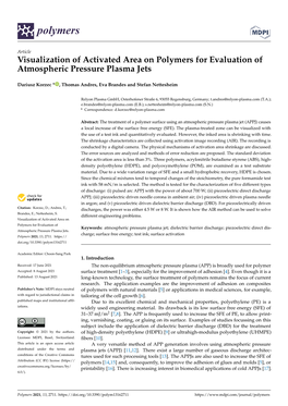 Visualization of Activated Area on Polymers for Evaluation of Atmospheric Pressure Plasma Jets