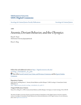 Anomie, Deviant Behavior, and the Olympics Brian K