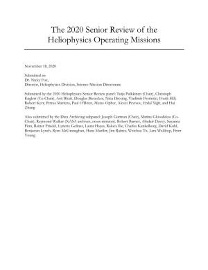 The 2020 Senior Review of the Heliophysics Operating Missions