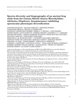 Species Diversity and Biogeography of an Ancient Frog Clade from The