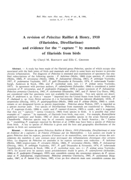 A Revision of Pelecitus Rail Lief & Henry, 1910