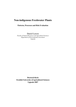 Non-Indigenous Freshwater Plants