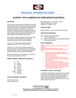 ALUXCOR 4047 Aluminum Flux Cored Braze Filler Metal