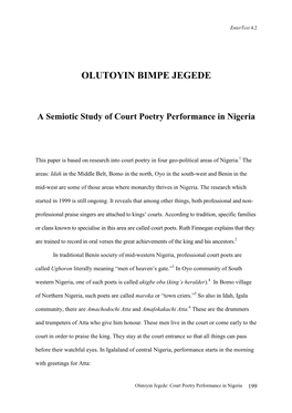 OLUTOYIN BIMPE JEGEDE a Semiotic