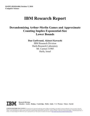 IBM Research Report Derandomizing Arthur-Merlin Games And