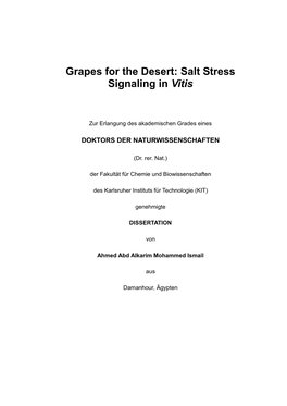 Grapes for the Desert: Salt Stress Signaling in Vitis