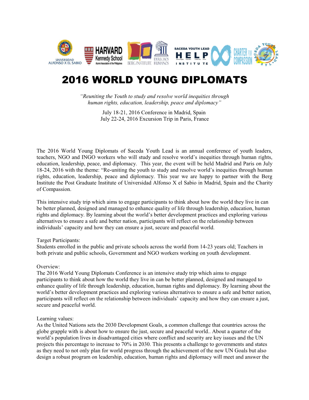 2016 World Young Diplomats