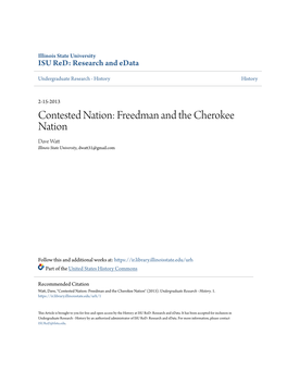 Contested Nation: Freedman and the Cherokee Nation Dave Watt Illinois State University, Dwatt31@Gmail.Com