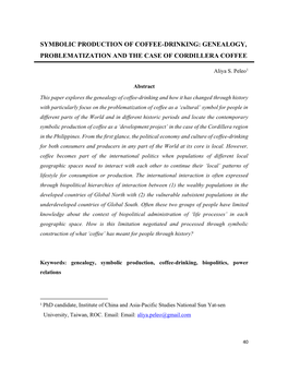 Symbolic Production of Coffee-Drinking: Genealogy, Problematization and the Case of Cordillera Coffee