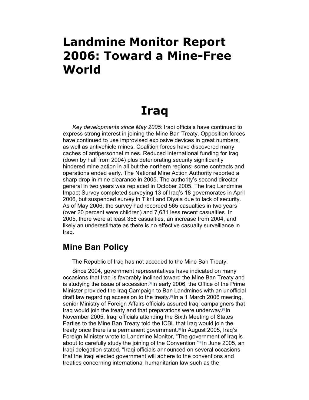 Toward a Mine-Free World Iraq
