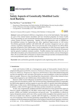 Safety Aspects of Genetically Modified Lactic Acid Bacteria