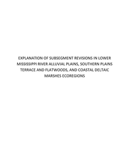 Explanation of Subsegment Revisions in Lower Mississippi River Alluvial Plains, Southern Plains Terrace and Flatwoods, and Coastal Deltaic Marshes Ecoregions