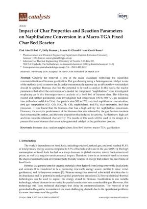 Impact of Char Properties and Reaction Parameters on Naphthalene Conversion in a Macro-TGA Fixed Char Bed Reactor