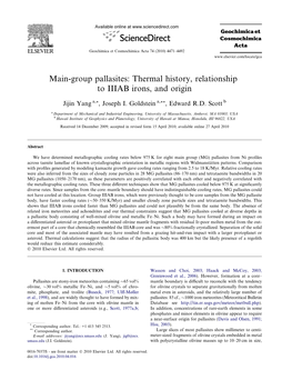 Main-Group Pallasites: Thermal History, Relationship to IIIAB Irons, and Origin