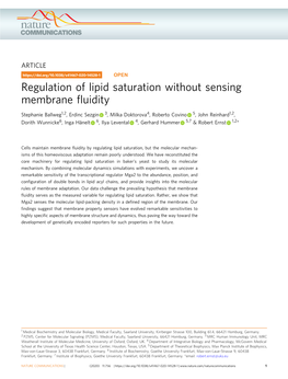 Regulation of Lipid Saturation Without Sensing Membrane Fluidity