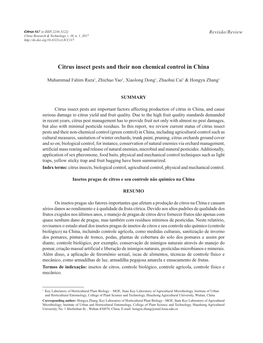 Citrus Insect Pests and Their Non Chemical Control in China