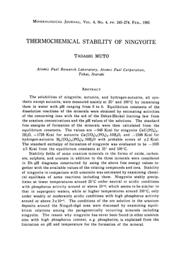 Thermochemical Stability of Ningyoite