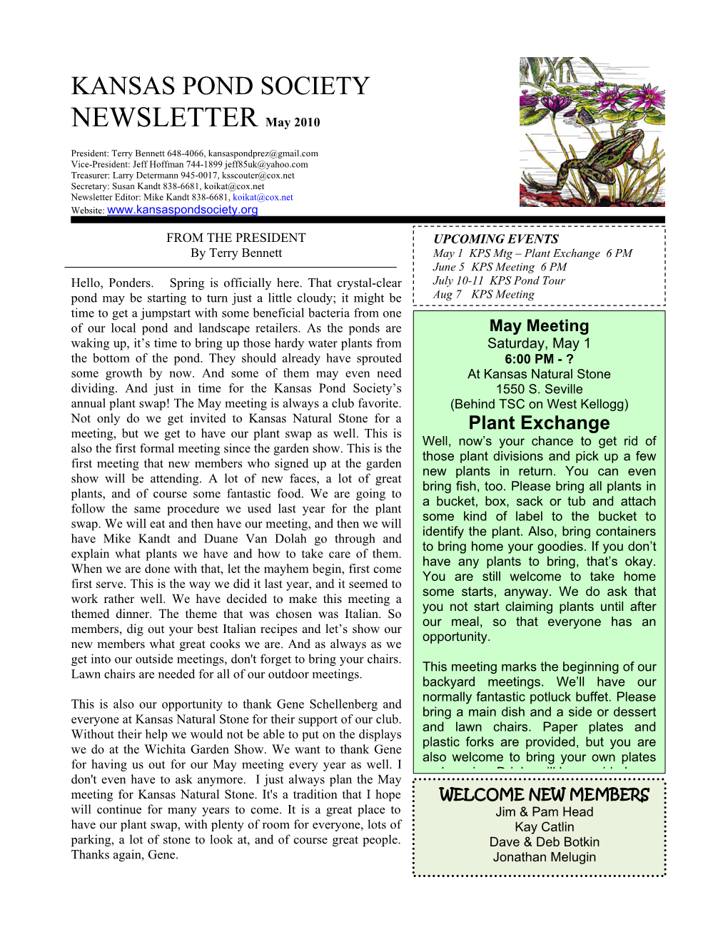 NEWSLETTER May 2010