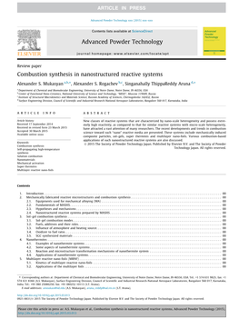 Combustion Synthesis in Nanostructured Reactive Systems ⇑ ⇑ Alexander S