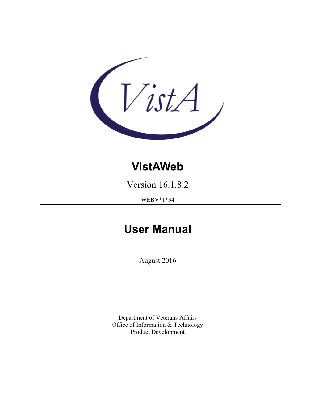 Department of Veterans Affairs Vistaweb Version 7 User Manual