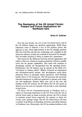 The Reshaping of the US Armed Forces: Present and Future Implications for Northeast Asia