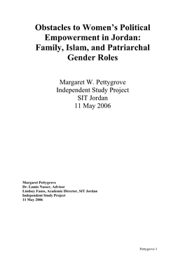 Family, Islam, and Patriarchal Gender Roles