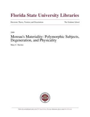 Moreau's Materiality: Polymorphic Subjects, Degeneration, and Physicality Mary C